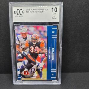 Playoff Prestige Football Card Rudi Johnson 2005 Bengals BCCG 10 Mint